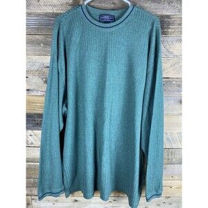 Susquehanna Trail  Mens Sz 3XLT Green Ribbed Crewneck Long Sleeve Shirt